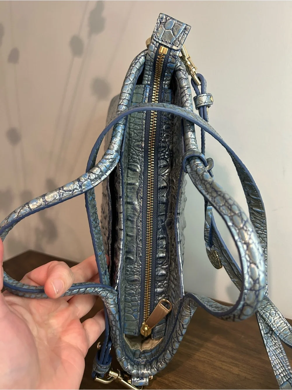 Brahmin Elaine Serenity Blue Ombre Melbourne Satchel Crossbody Retired Like New